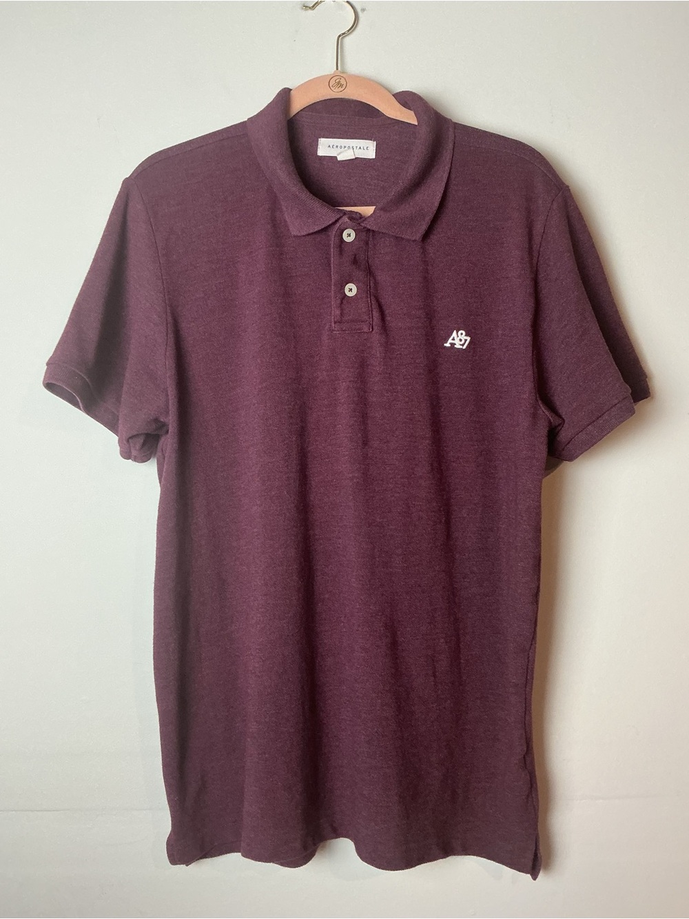 Aeropostale Men’s XL Polo Shirt Maroon Burgundy Logo Cotton Blend